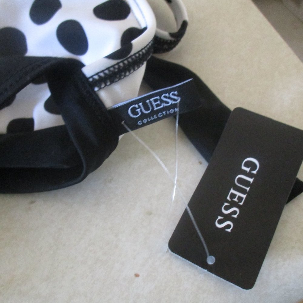 Guess black white polka dot bikini swim top new nwt s - Picture 2 of 3